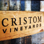 The barrel wall showing Cristom Vineyards