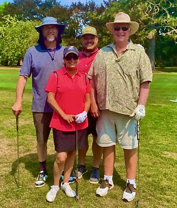 Winemaker Chris, Cellar Master Darrick, and Vineyard God Don, play golf for the first annual Ahivoy tournament.