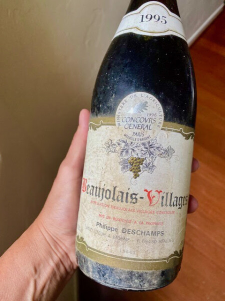 A dusty bottle of 1995 wine from Beaujolais