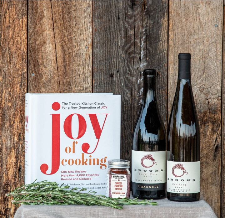 Joy of Cooking Book with two bottles of Brooks Wines