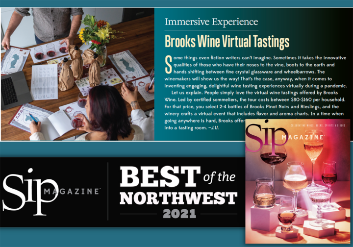 Brooks Virtual Tastings Named Best of the Northwest 2021!