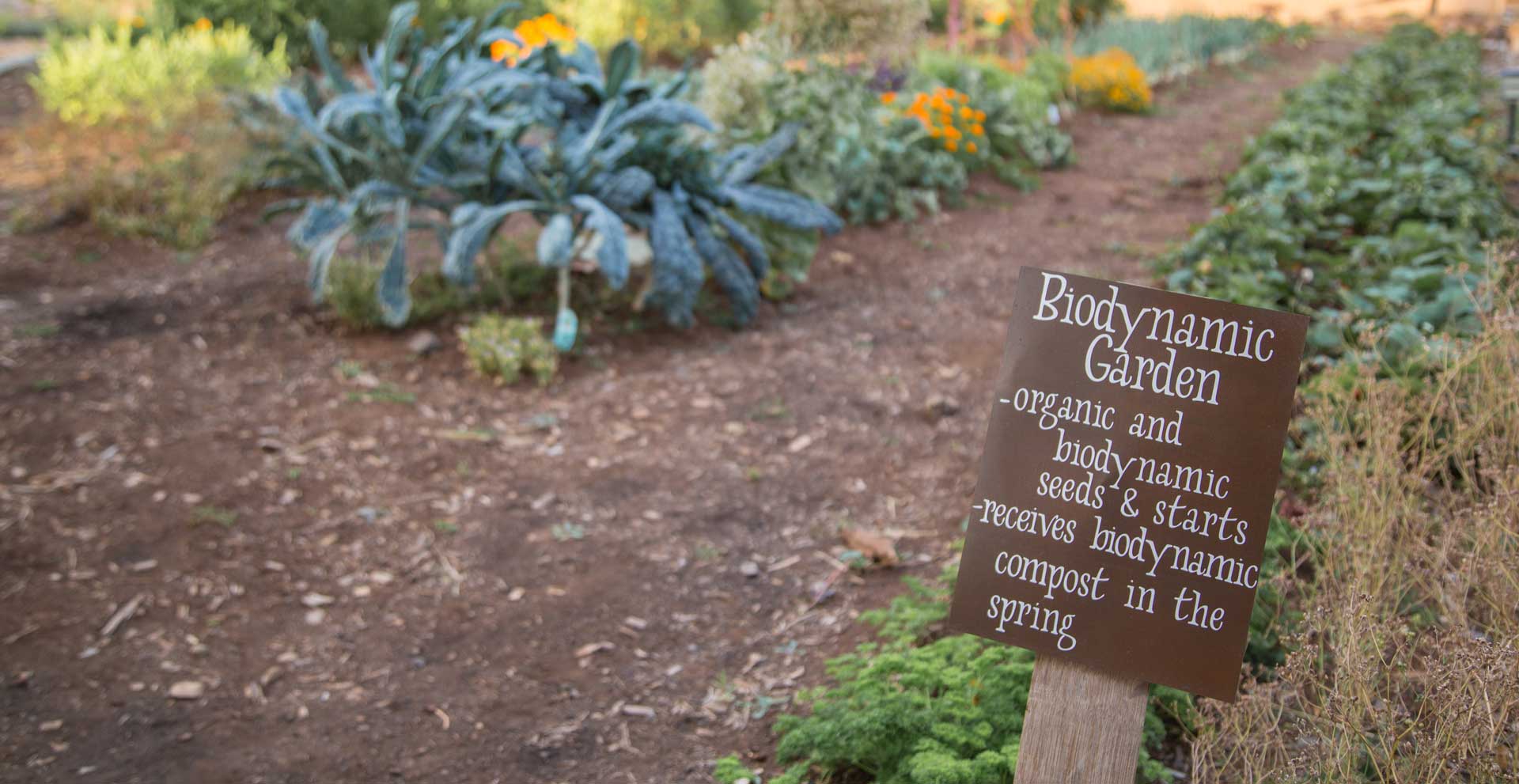 close up of Biodynamic Garden Sign at Brooks