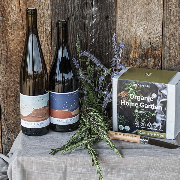 Beyond brooks bundle of Kiss the Ground wines plus Organic Home Garden Kit