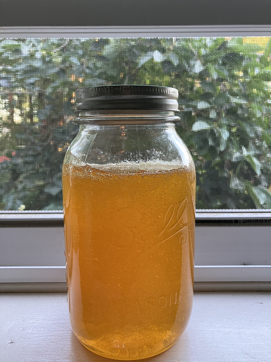 Jar of honey collected from Brooks Estate Bees.