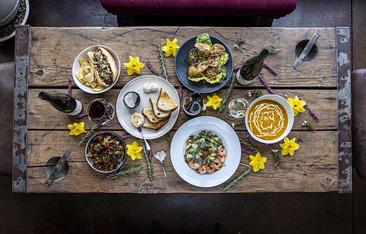 Food from Brooks' April menu in the tasting room.