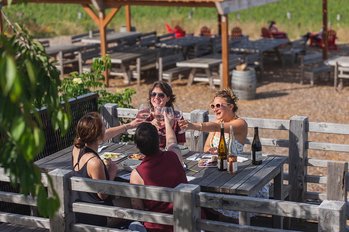 Friends enjoying a Willamette Valley winery.