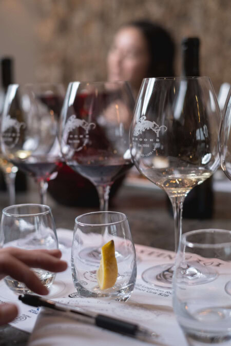Students in a wine tasting course learn to identify the key components of wine as well as common faults. 