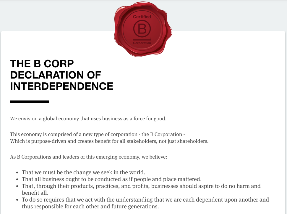 B Corp Declaration