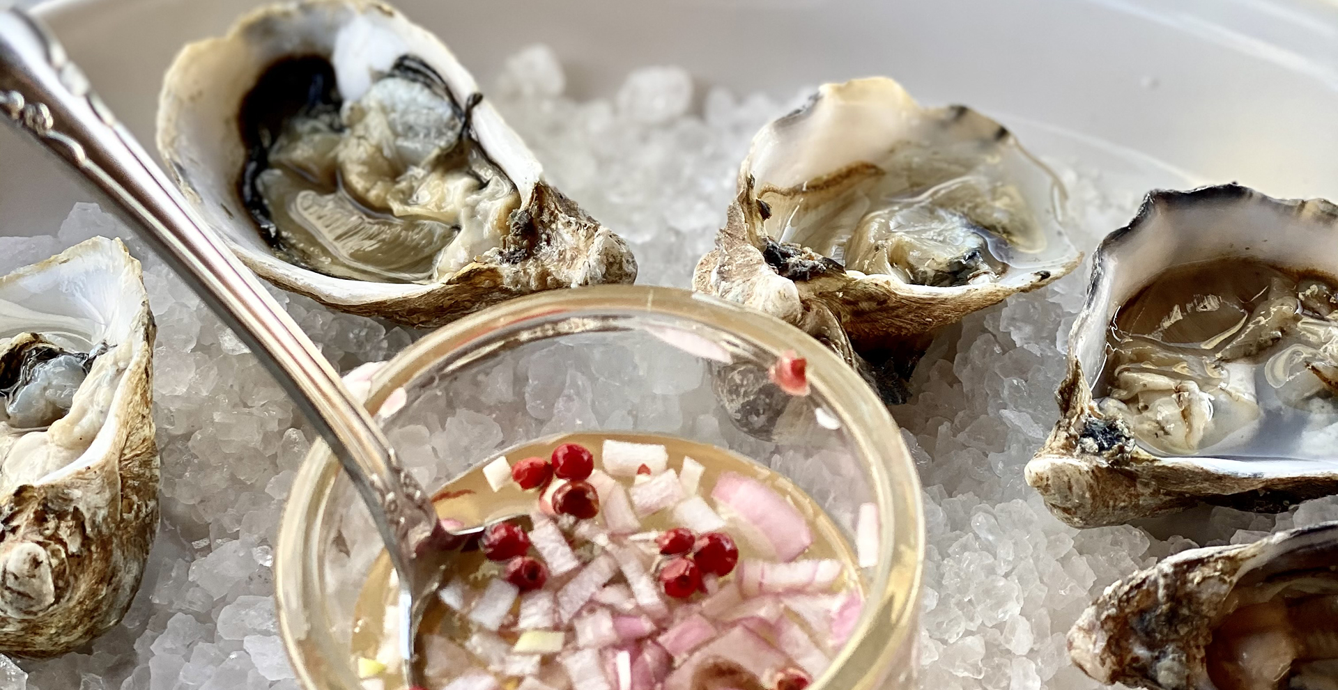 Oysters with pink peppercorn mignonette